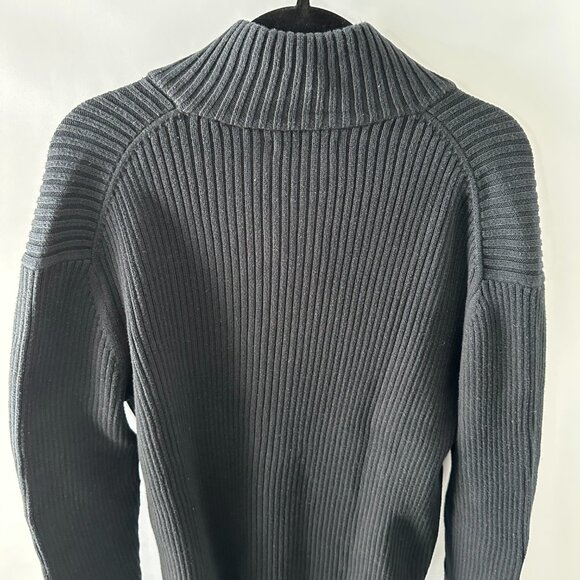Express Men's XL Black Ribbed Full Zip-Up Sweater 100% Cotton - Picture 11 of 16